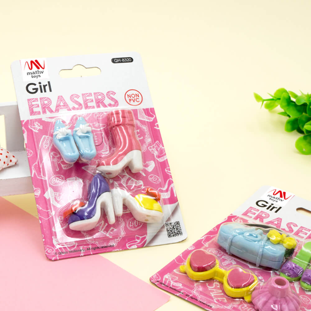 Fancy Eraser Set: Girl in Pink - Mathv Toys