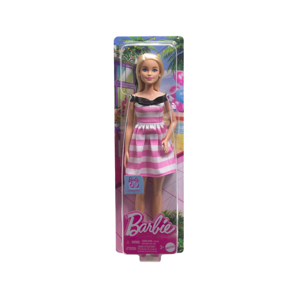 Mattel Barbie 65 Χρόνια-Ριγέ Φόρεμα, HTH66 - Barbie