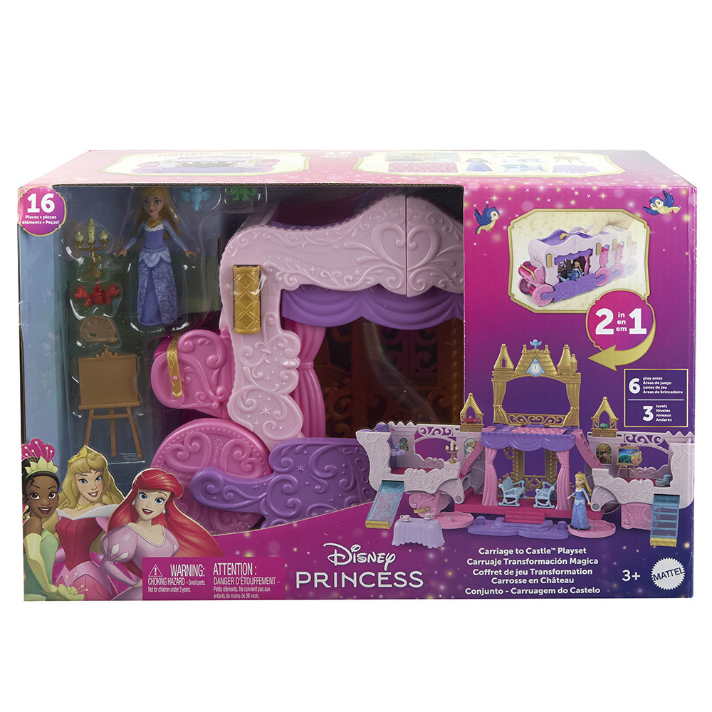 Mattel Disney Princess Mini Κούκλες-Άμαξα/Καστράκι 2 σε 1, HWX17 - Disney Princess