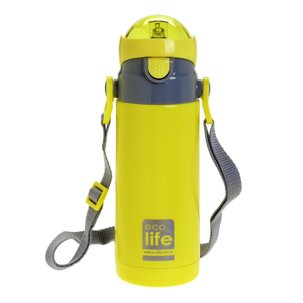 Ecolife ανοξείδωτο παγούρι θερμός με καλαμάκι kids thermos mint 400ml κίτρινο - Ecolife