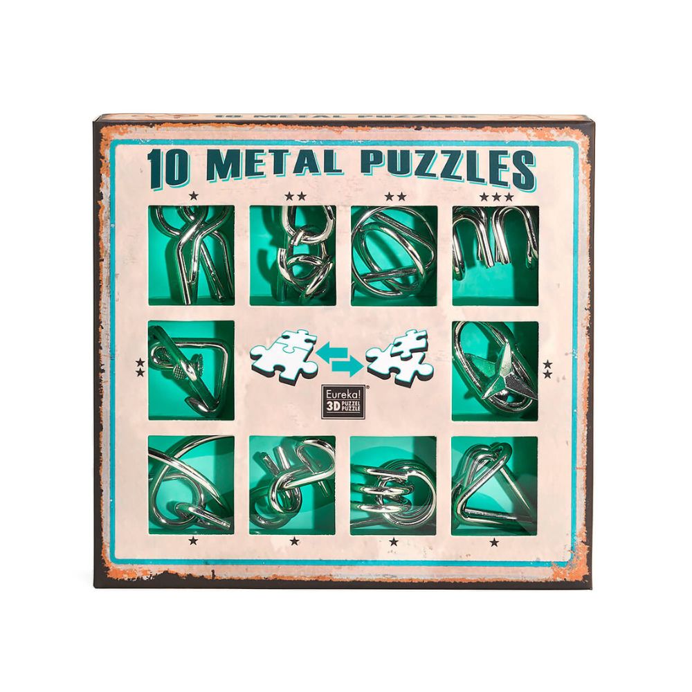 10 Metal Puzzles- Green Set - Professor Puzzle