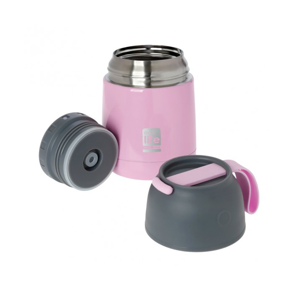 Ecolife ανοξείδωτο φαγητοδοχείο θερμός 450ml baby pink φωτογραφία