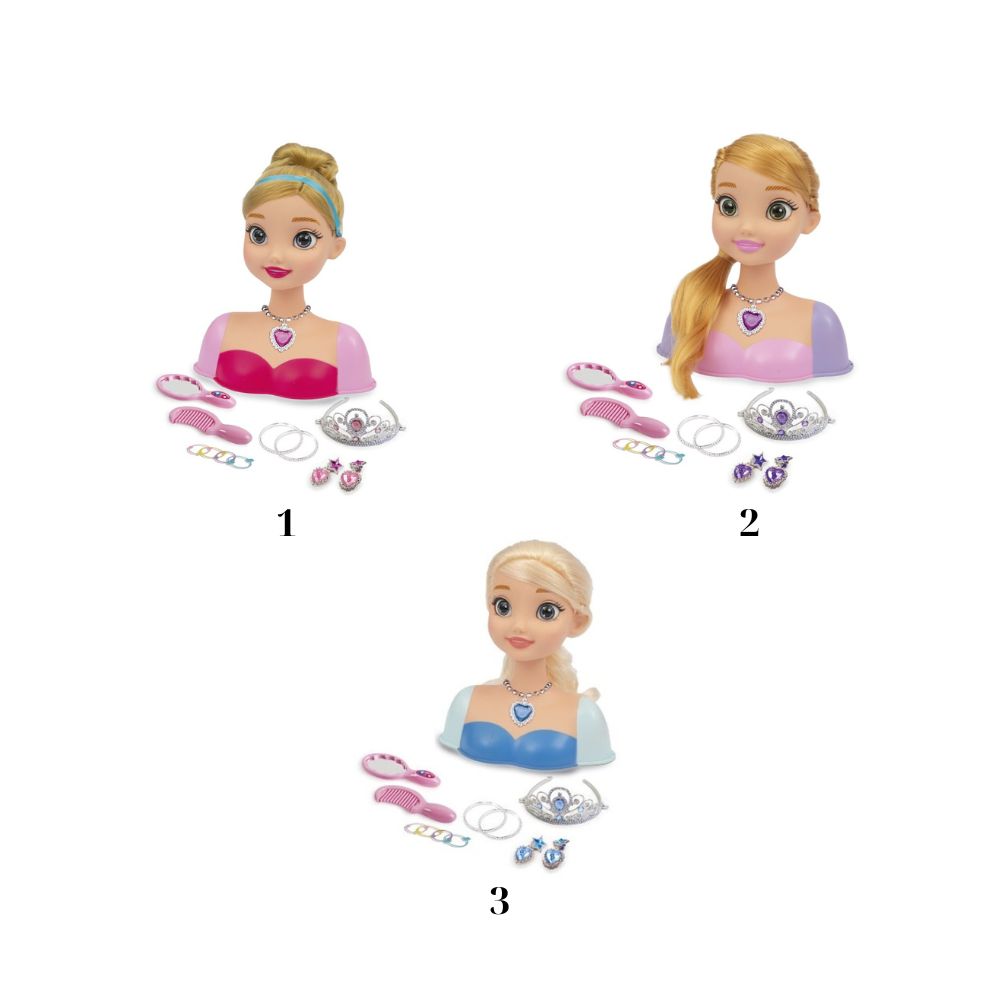 Disney Princess Πριγκιπισσες Παραμυθιων Κεφαλι Ομορφιας (3 Σχέδια), FAT04000 - Giochi Preziosi
