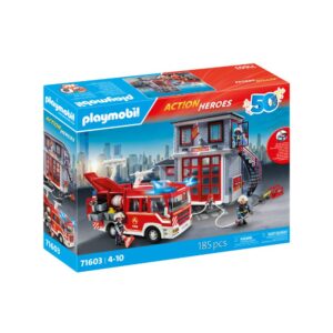 Playmobil  Action Heroes Αρχηγείο Και Όχημα Πυροσβεστικής 71603 - Playmobil, Playmobil Action