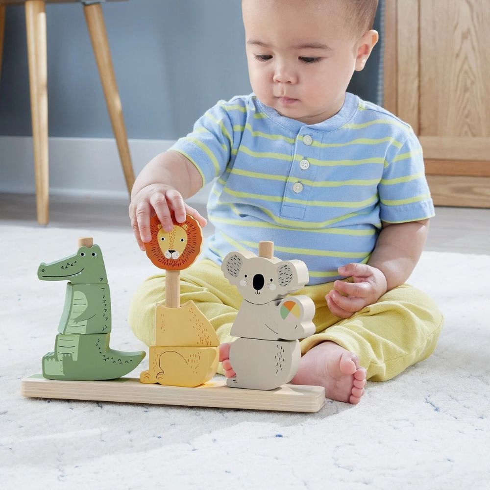 Λαμπάδα Mattel Fisher-Price Wooden Stack & Sort Animals Ξύλινα Ζωάκια HXV04 - Fisher-Price