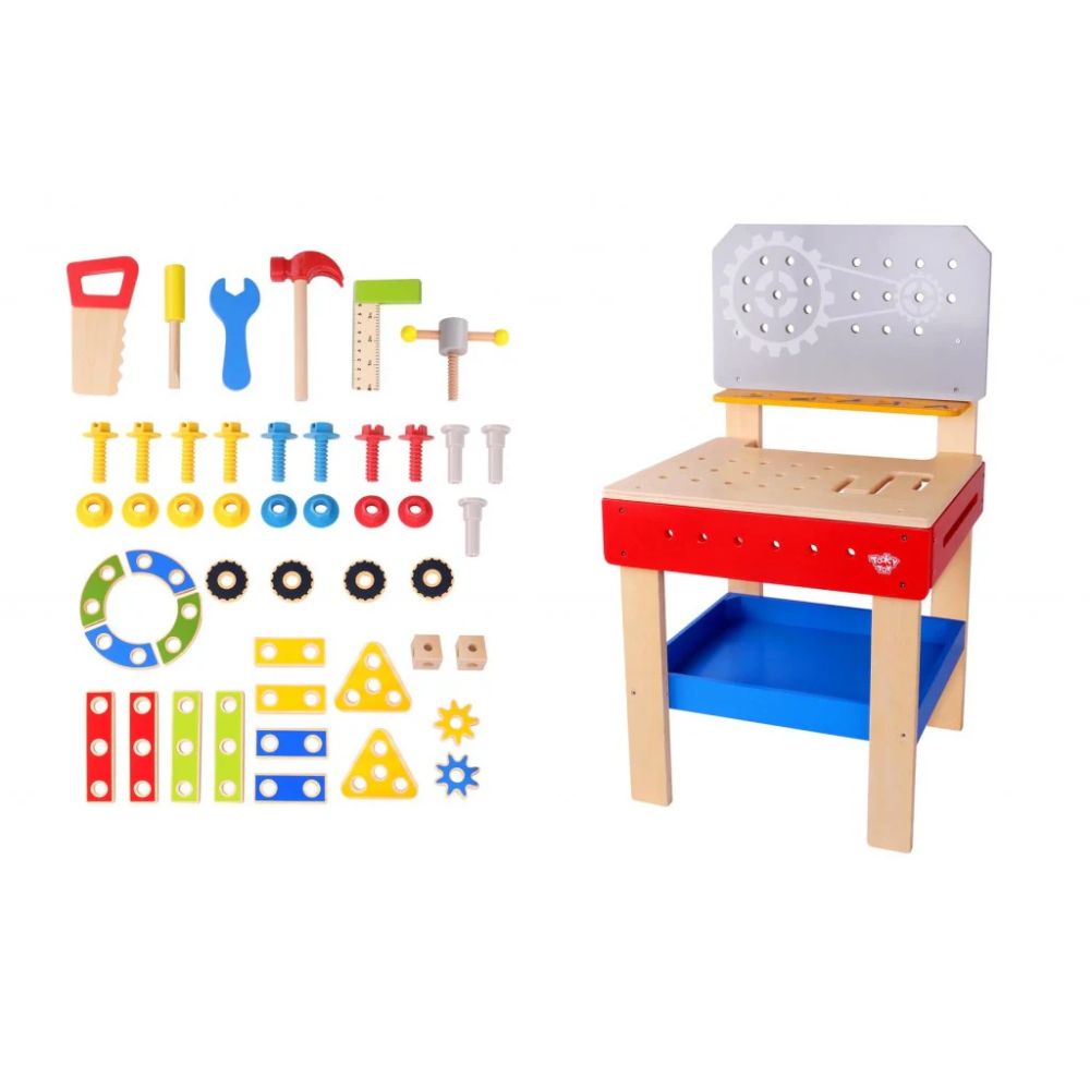 Tooky Toy Ξύλινος Μεγάλος Πάγκος Εργαλείων TKC466 φωτογραφία