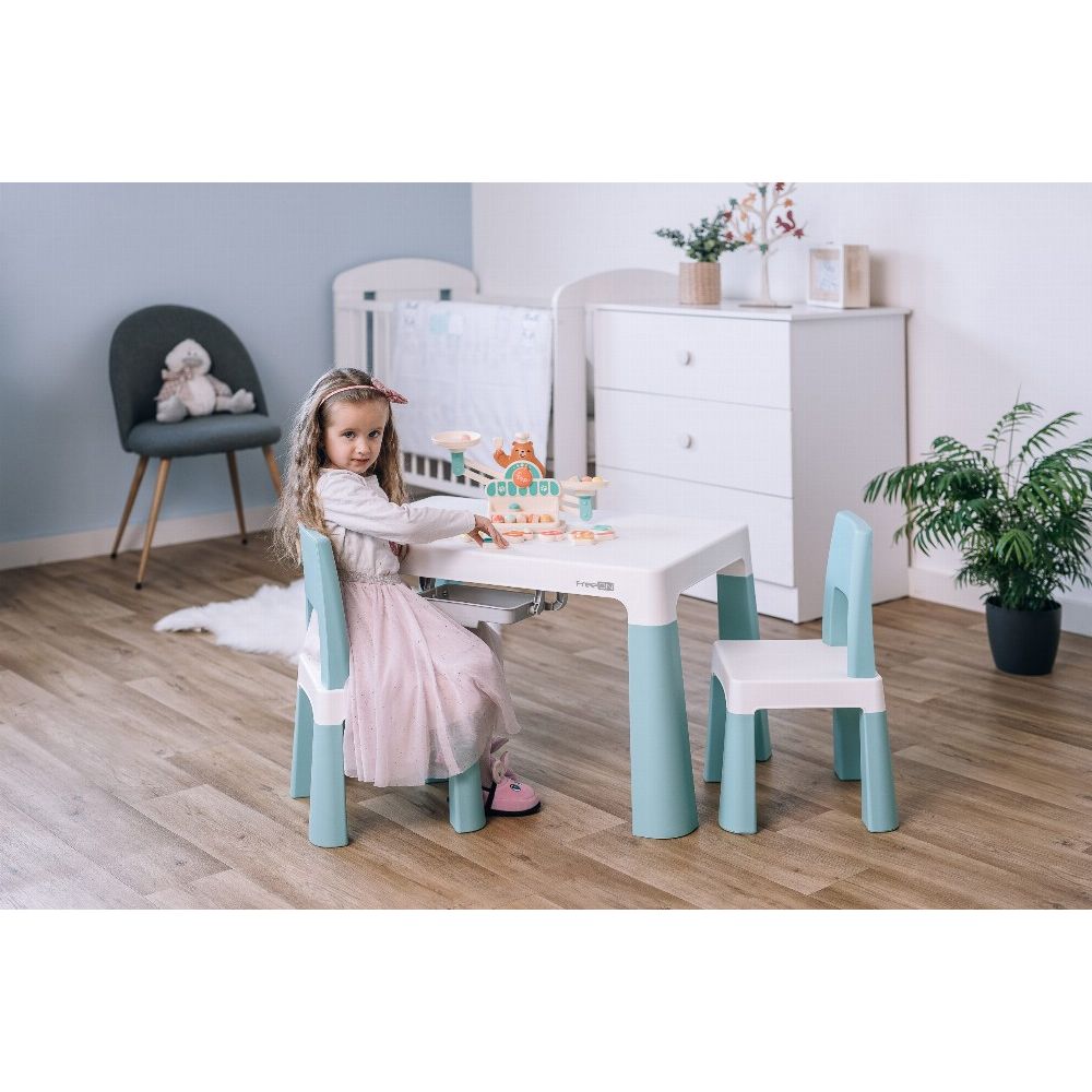 FreeOn Παιδικό Τραπεζάκι με 2 Καρέκλες Neo White/Mint 46637 - FreeOn