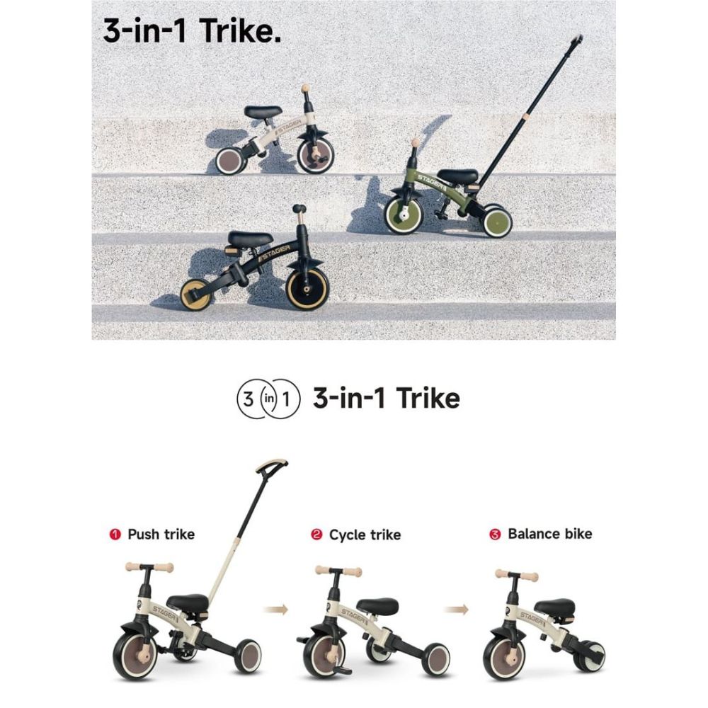 QPlay Ποδήλατο Τρίκυκλο Stager 3in1 Brown 01-1212075-03 - QPlay