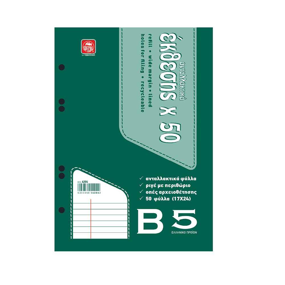 Typotrust Ανταλλακτικά Φύλλα Έκθεσης B5 50φ 4204 - typotrust